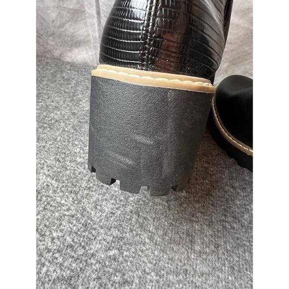 Dolce Vita Womens 9 Black Rango Wedge Lug Sole Faux Leather Boots Moto Goth - Picture 5 of 10